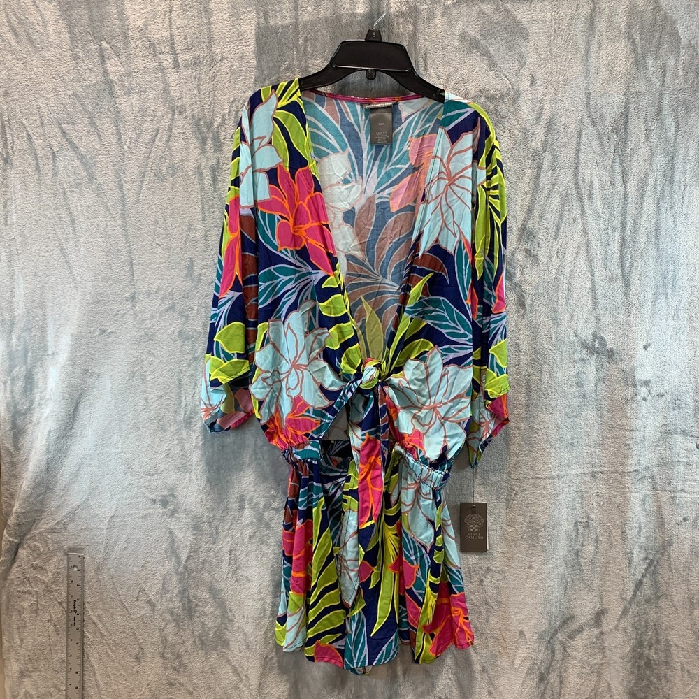 Vince Camuto Women's Swimsuit Cover Up S Romper Shorts Long Floral Hawaiian‎